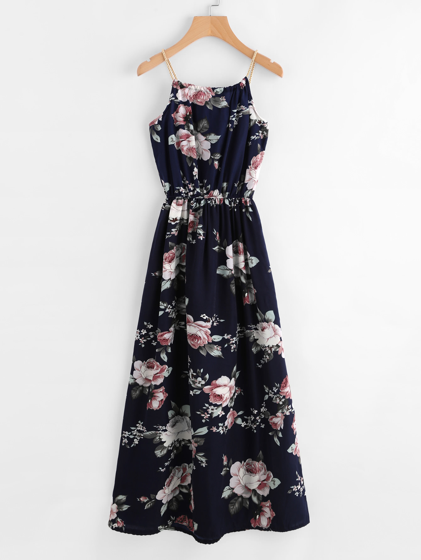 All Over Florals Faux Pearl Detail Cami Dress