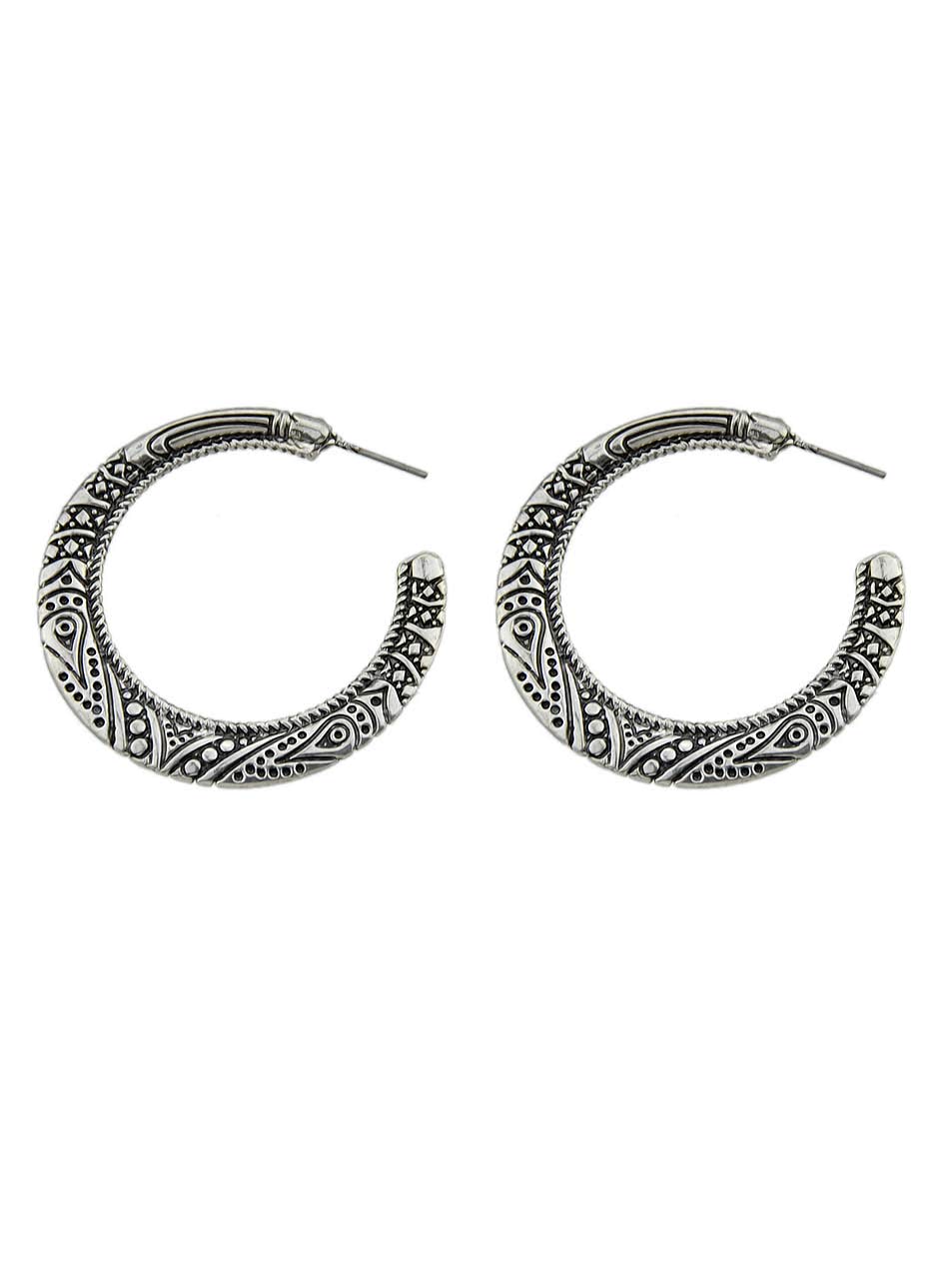 Ancient Silver Color Retro Pattern Exquisite Fashion Earrings SheIn(Sheinside)