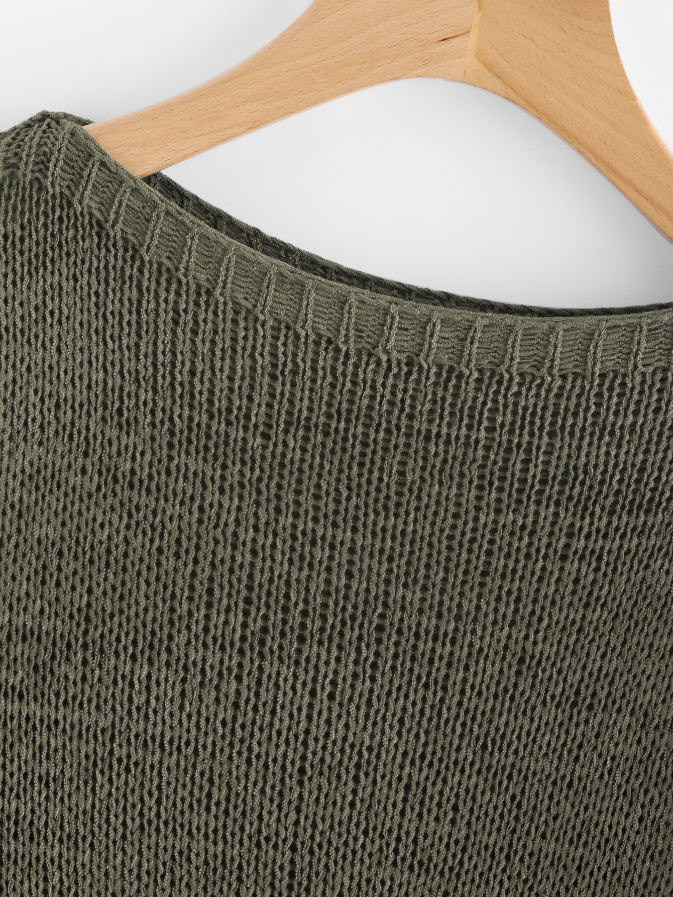 Hollow Out Crochet Sleeve Insert Sweater SheIn(Sheinside)