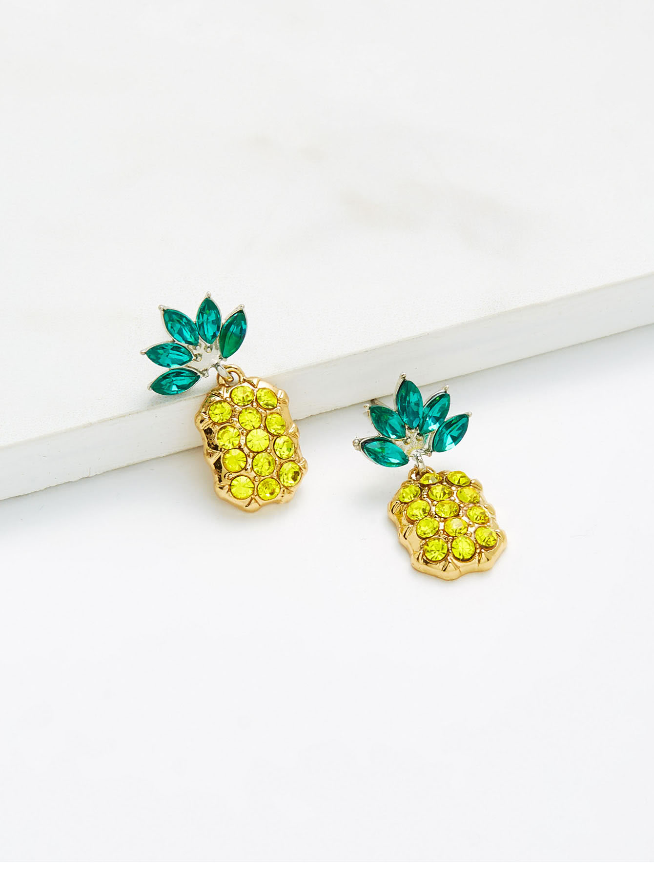 Rhinestone Overlay Pineapple Shaped Earrings pineapple shaped pu bag