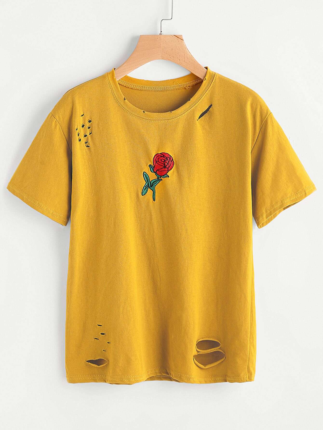 Роза вышитая разорванная тройник