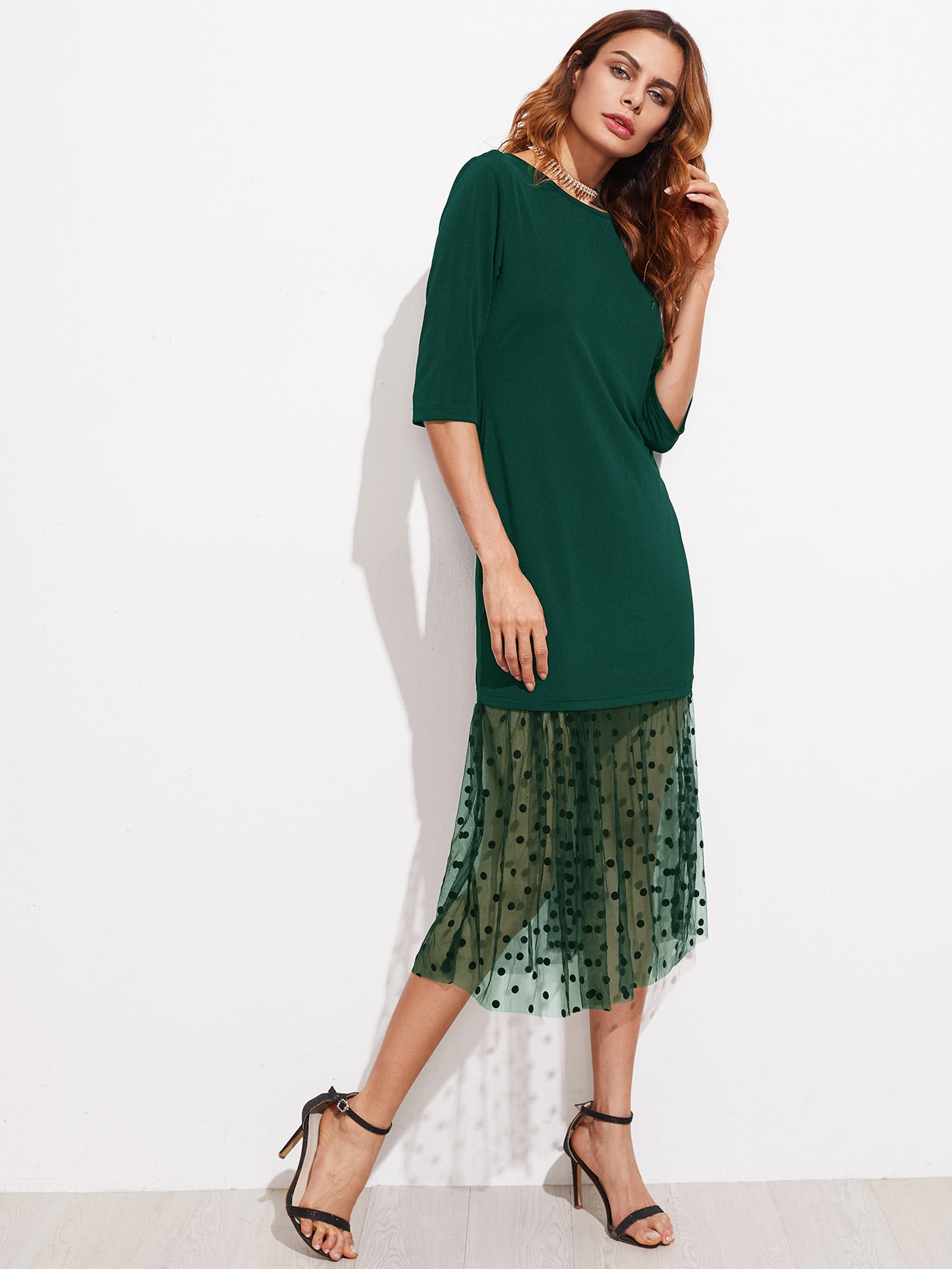 mesh hem dress