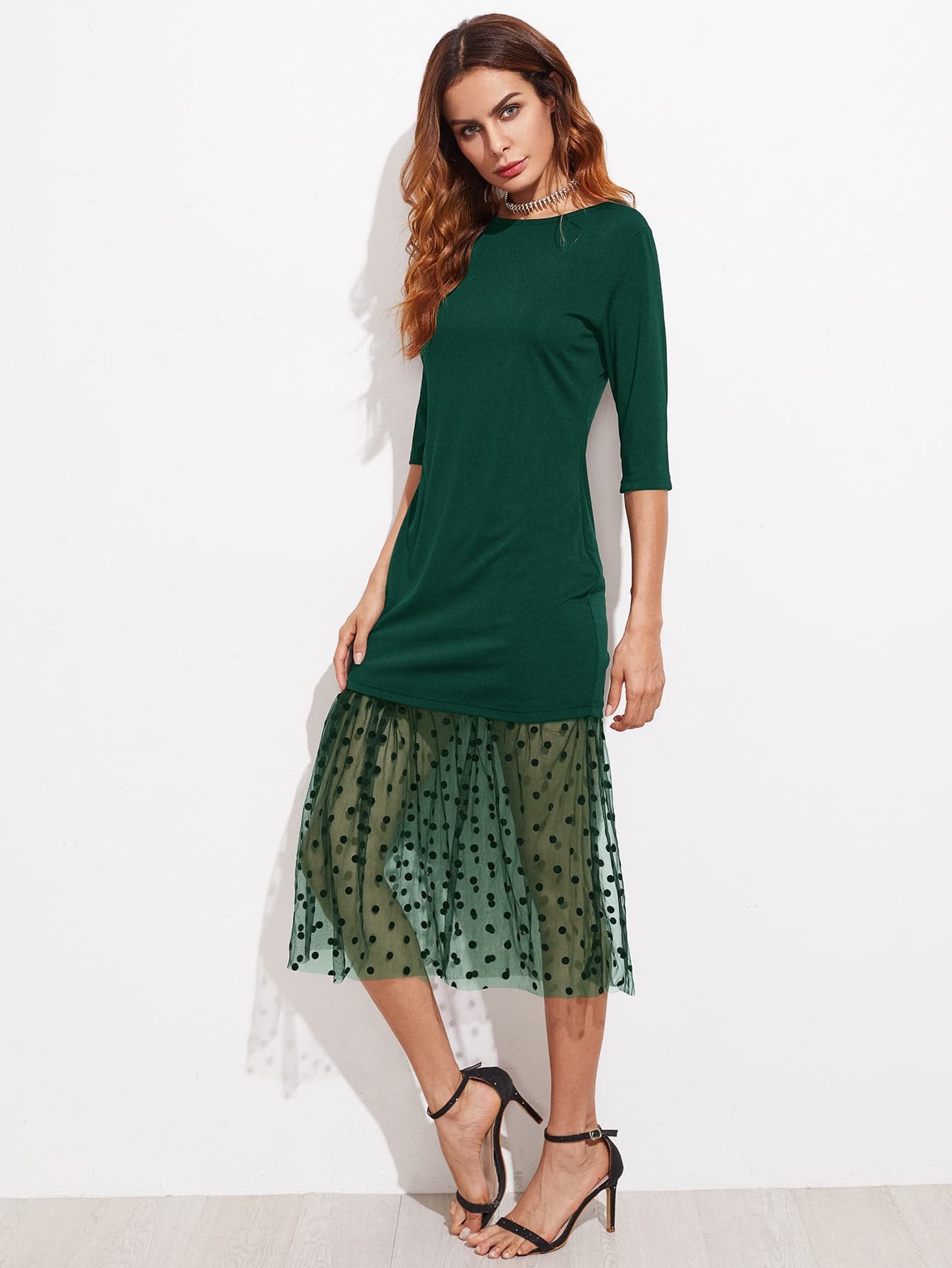 mesh hem dress