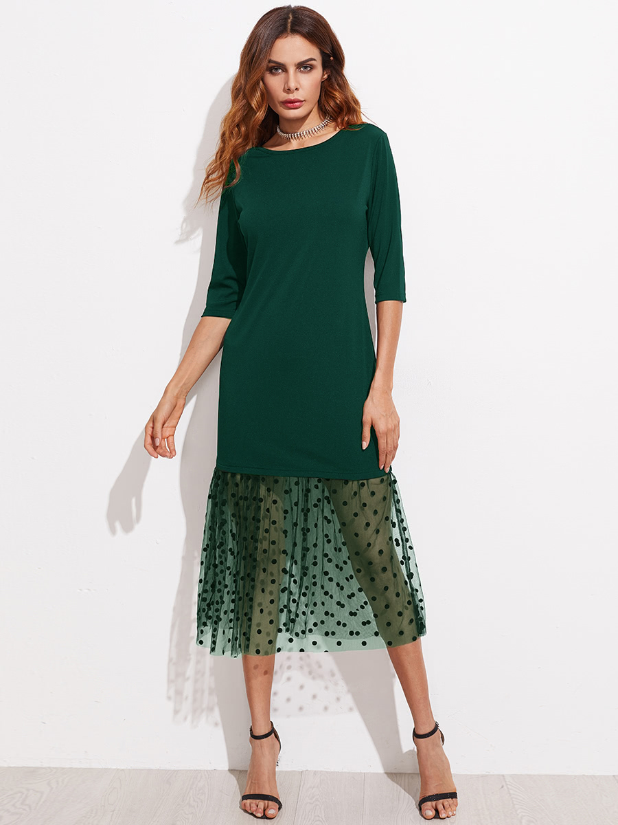 mesh hem dress