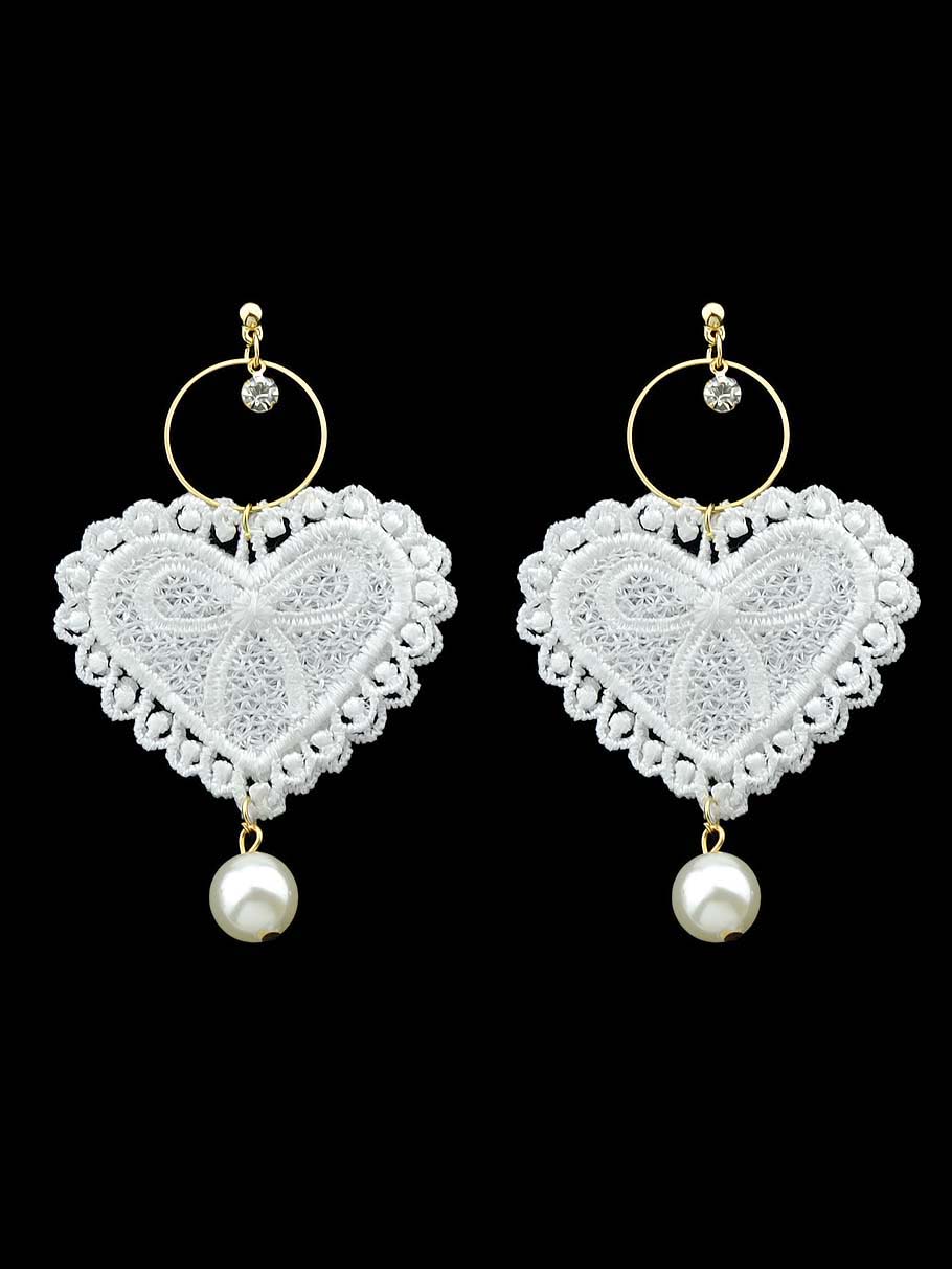 Lace Love Pearl Pendant Creative Personality Earrings