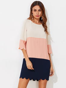 Cut And Sew Scalloped Dress