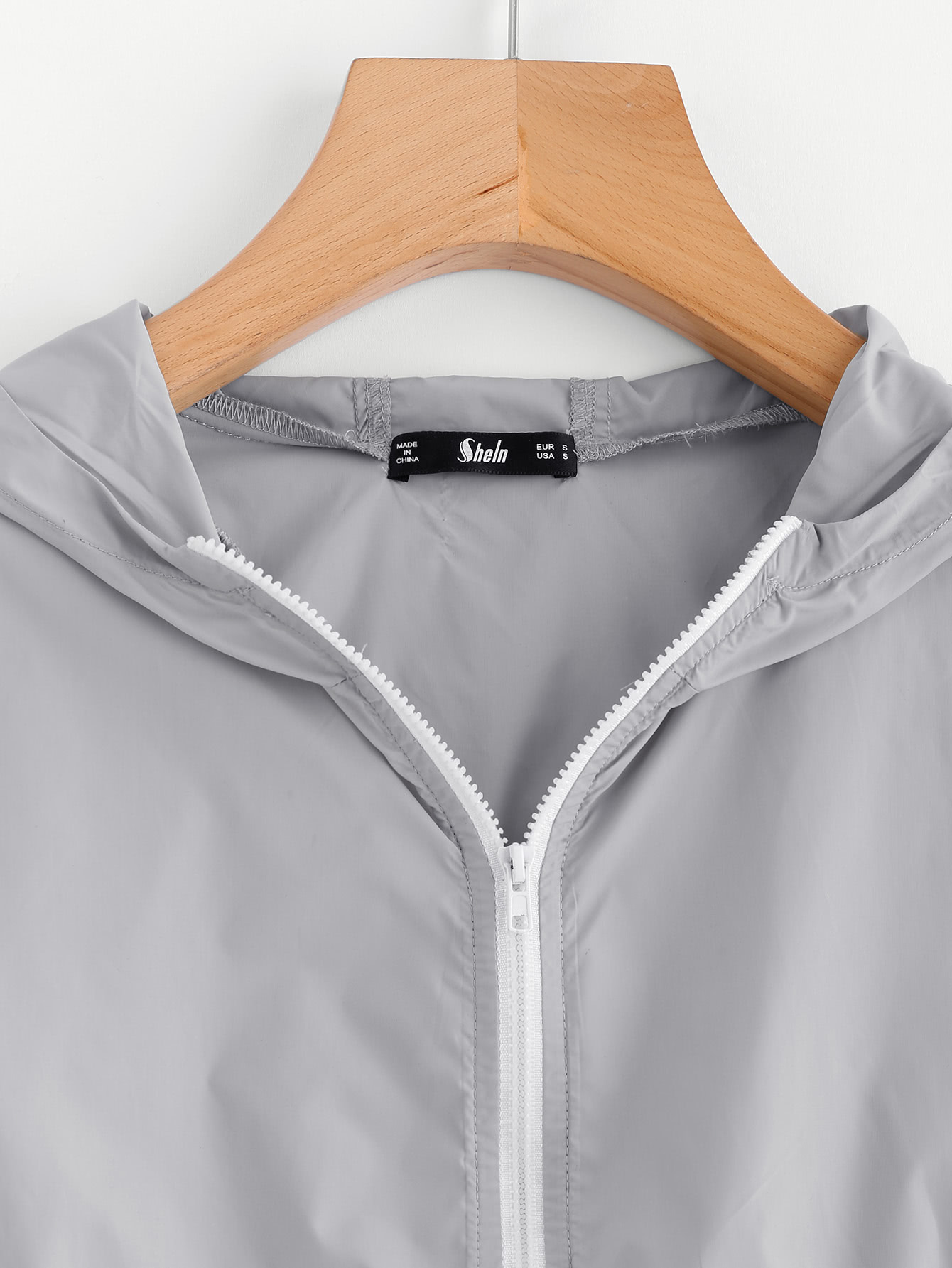 Cut And Sew Hoodie Windbreaker Jacket SheIn(Sheinside)