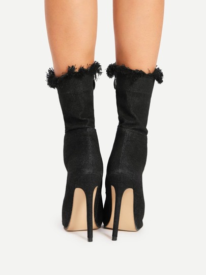 denim peep toe boots