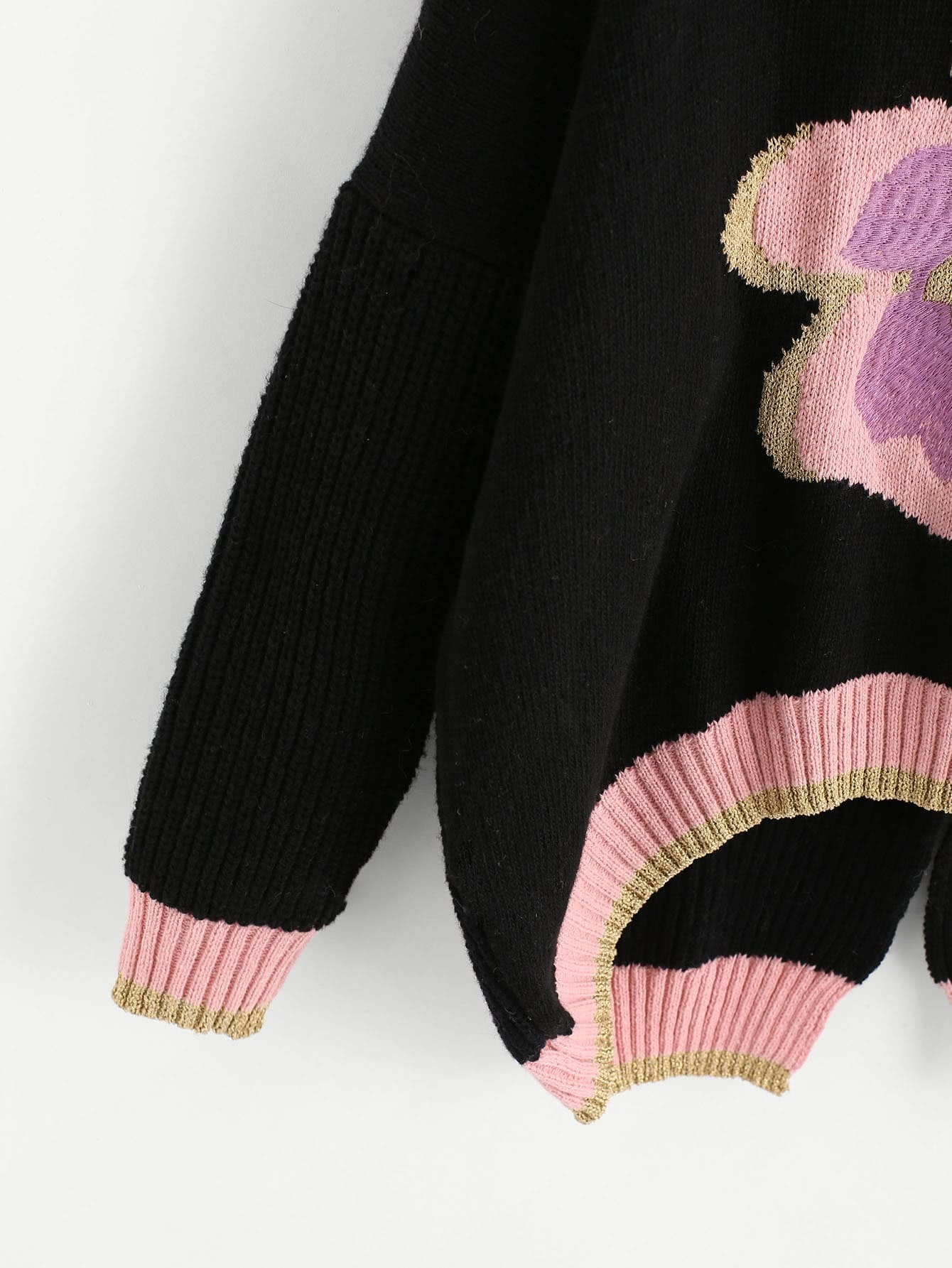 flower pattern slit back dip hem jumper shein sheinside flower pattern slit back dip hem jumper shein sheinside