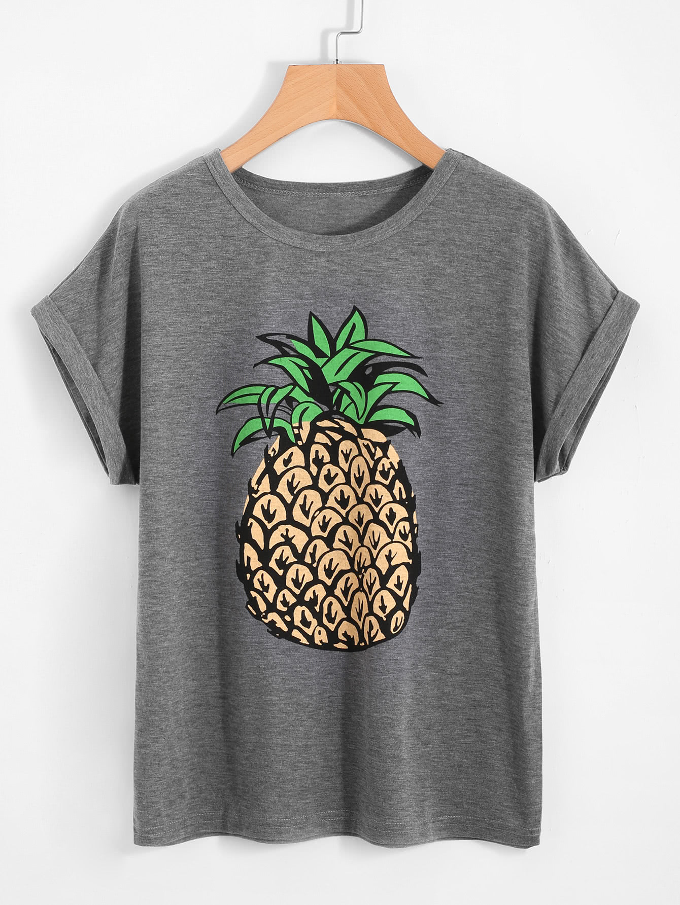 Grey Short Sleeve Letters Print Loose T-Shirt