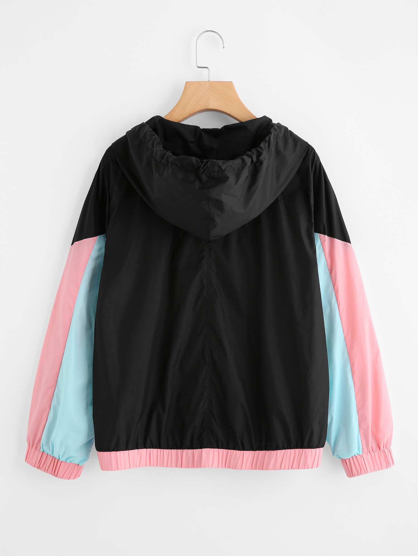 Cut And Sew Hooded Windbreaker Jacket SheIn(Sheinside)