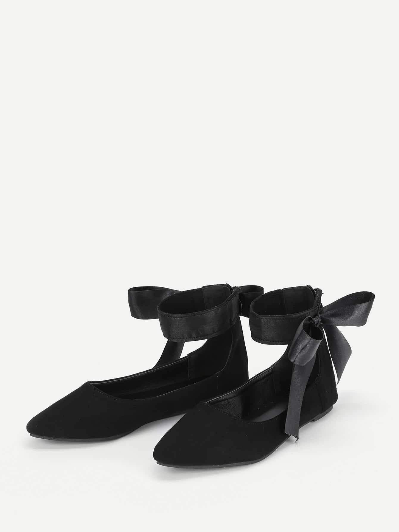 Bow Tie Decorated Pointed Toe Flats SheIn(Sheinside)