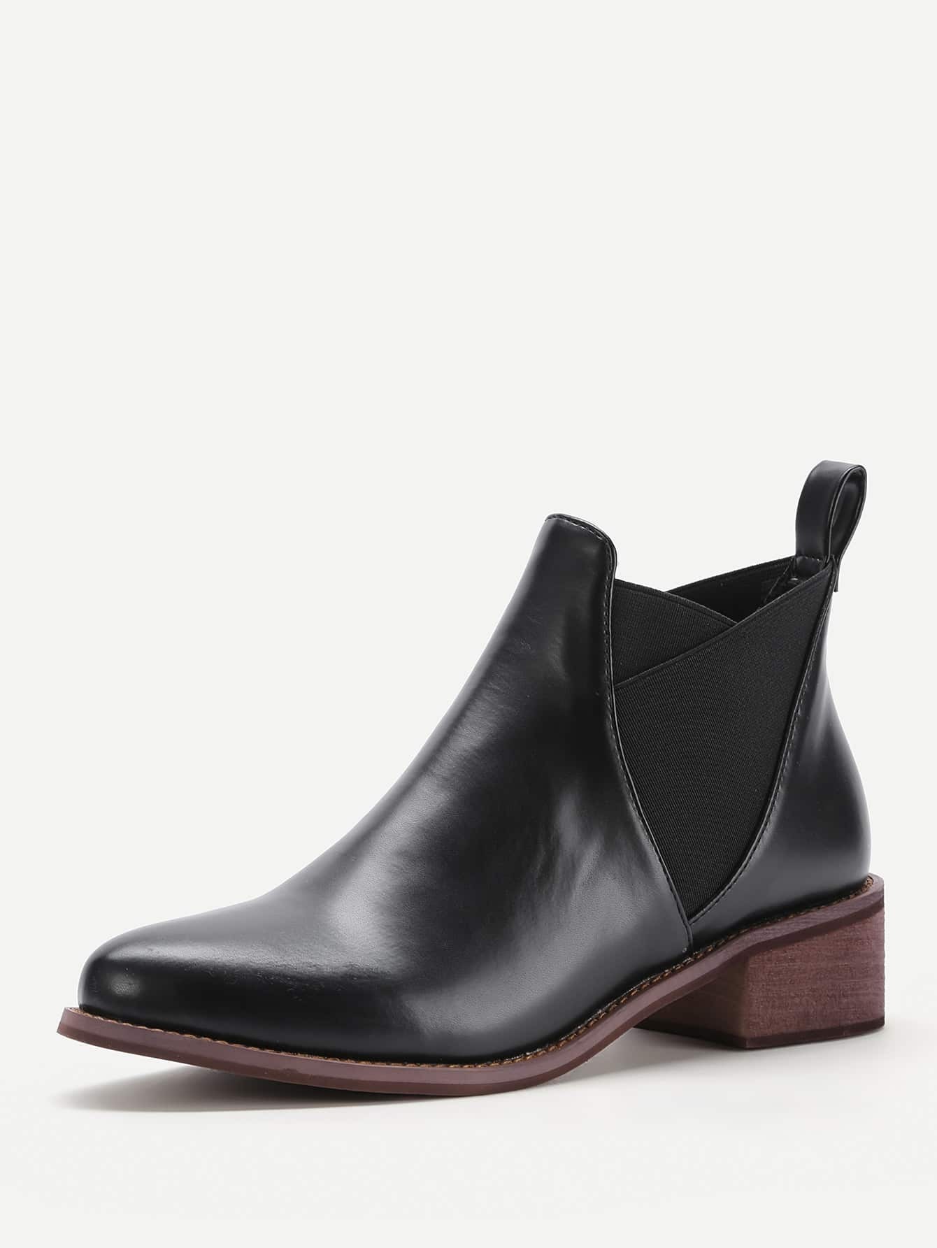 Almond Toe Cork Heeled PU Boots SHEIN(SHEINSIDE)