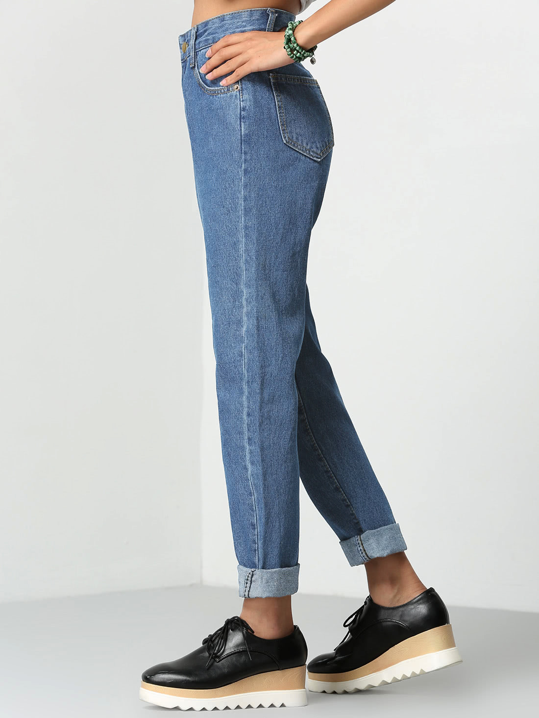 Rolled Up Mom JeansFor Womenromwe