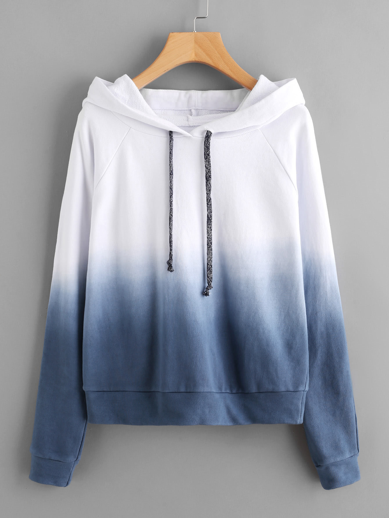 Raglan Sleeve Ombre Hoodie SheIn(Sheinside)