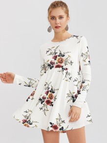 Flower Print Smock Dress