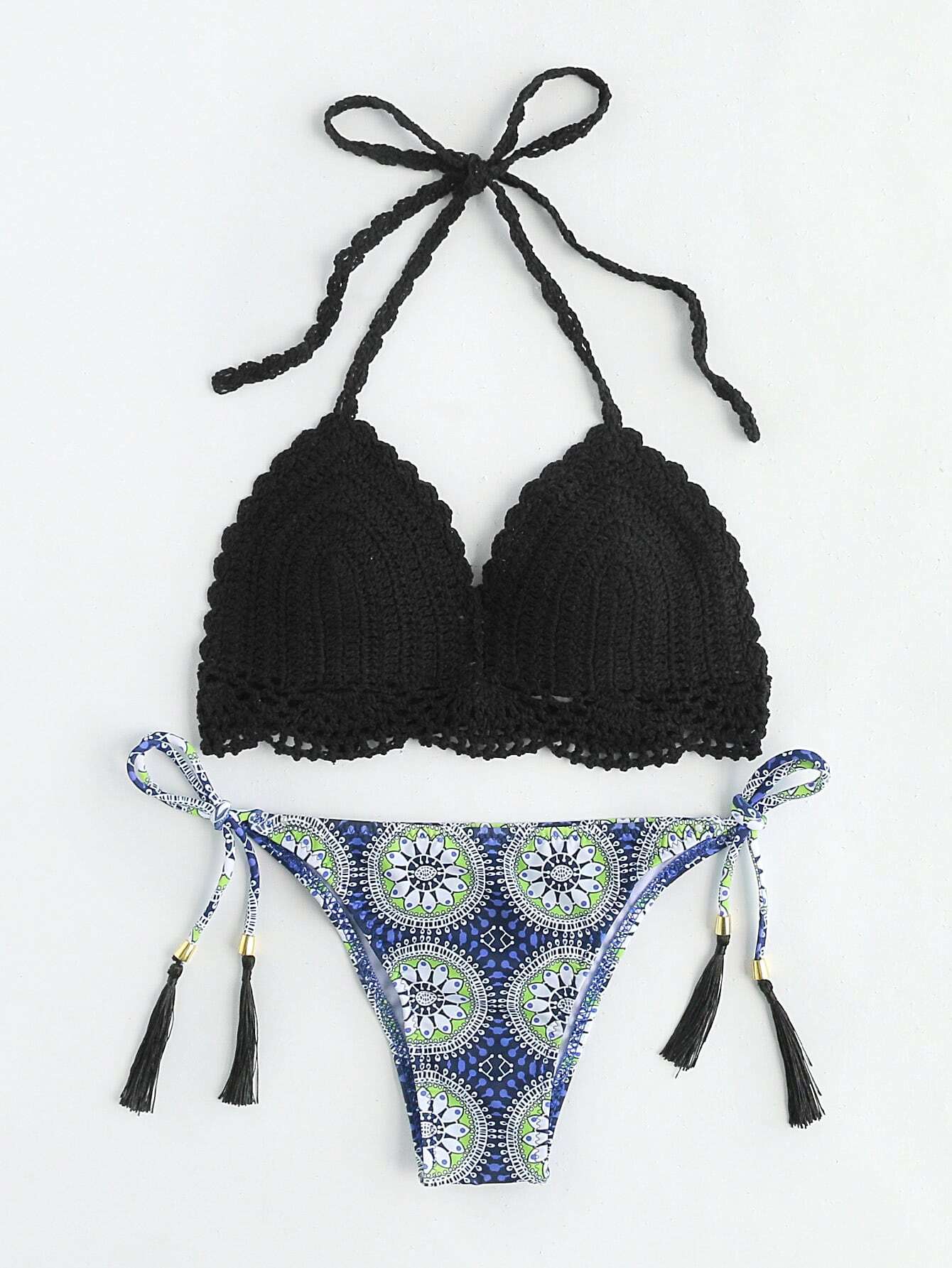 Mix And Match Crochet Bikini Set SheIn(Sheinside)