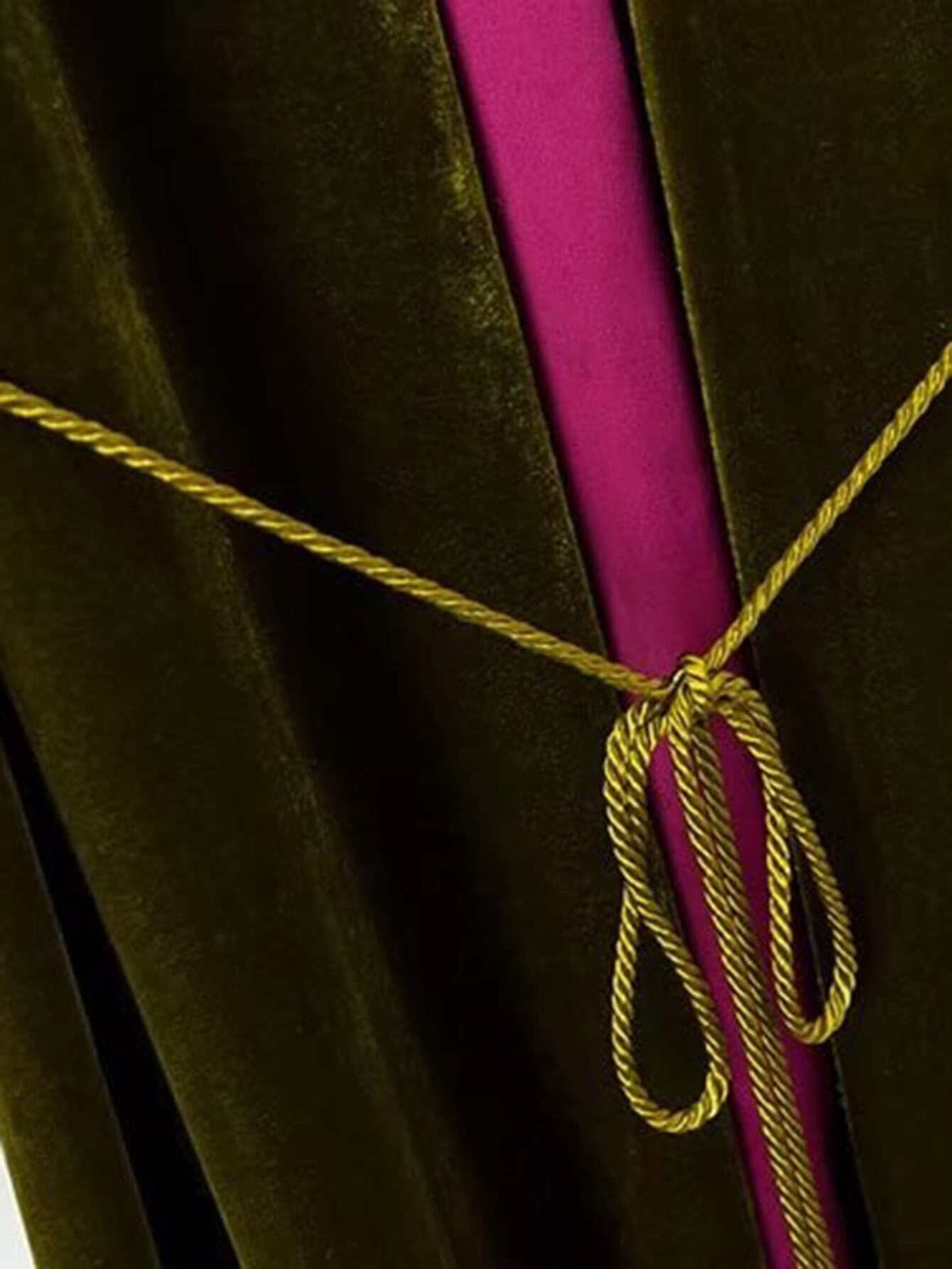 Tassel Tie Velvet Longline Kimono SheIn(Sheinside)