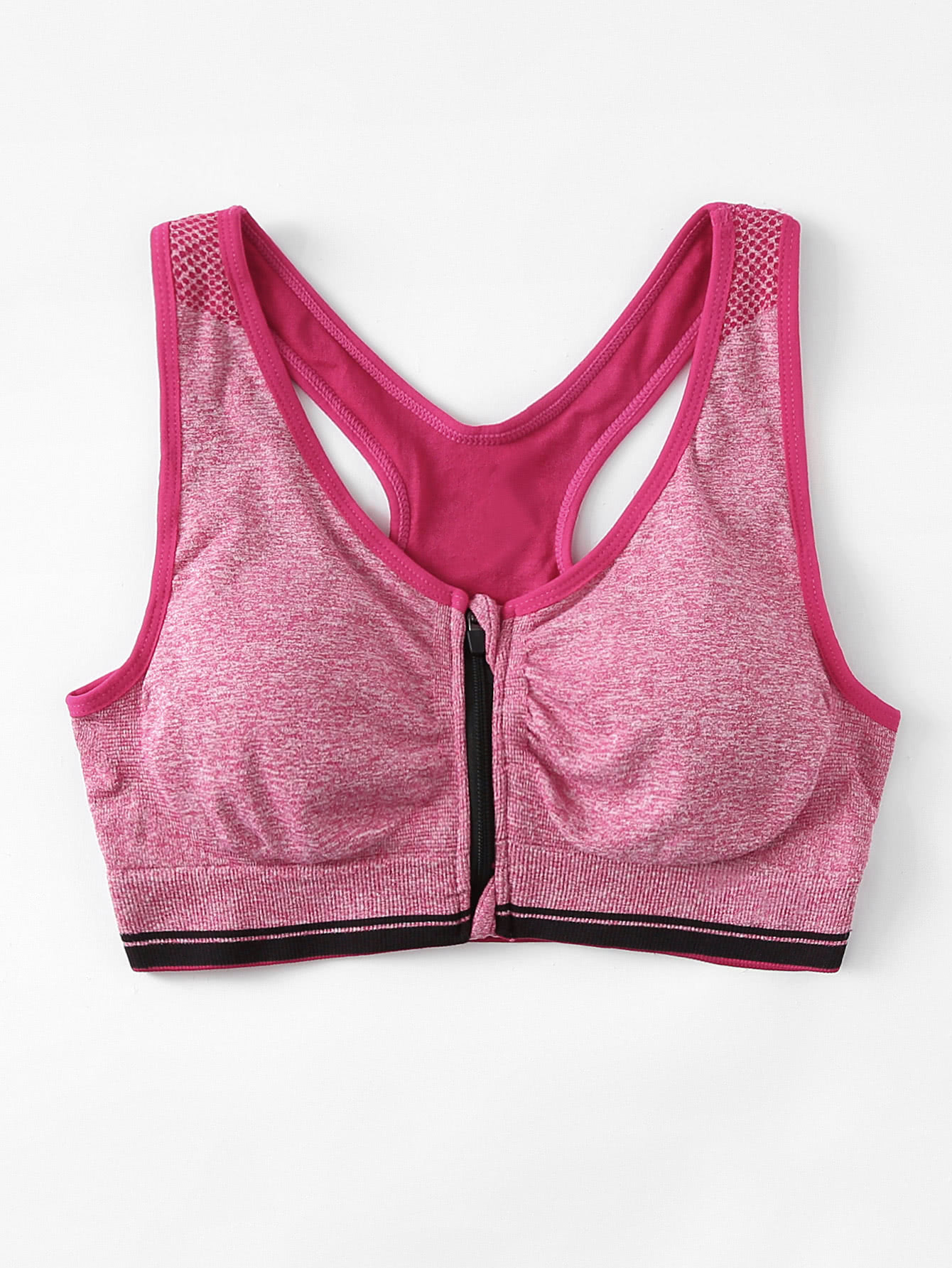 Zipper Front Racerback Sports Bra EmmaClothWomen Fast Fashion Online