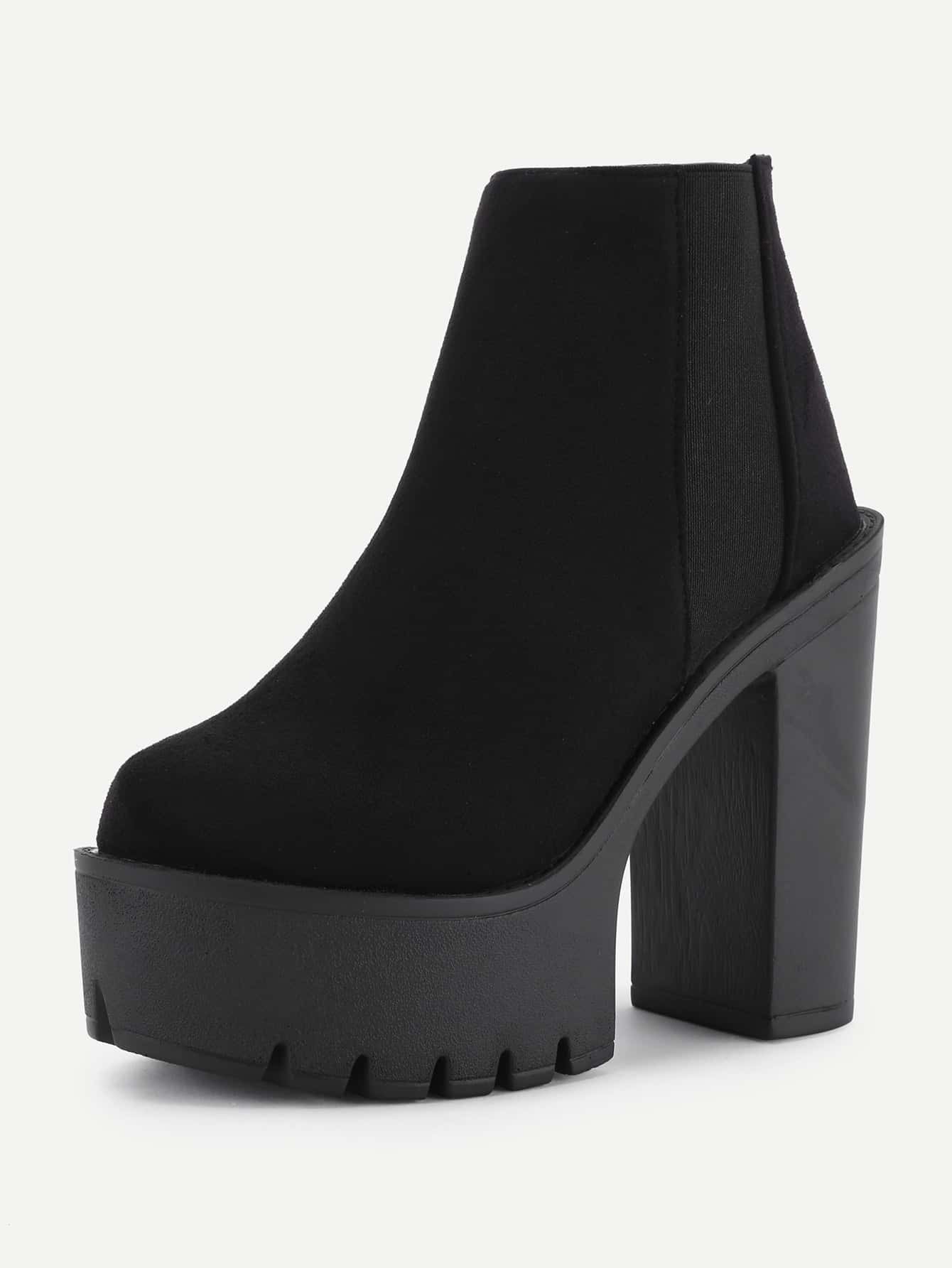 Botines de tacón cuadrado con plataforma Spanish SheIn(Sheinside)