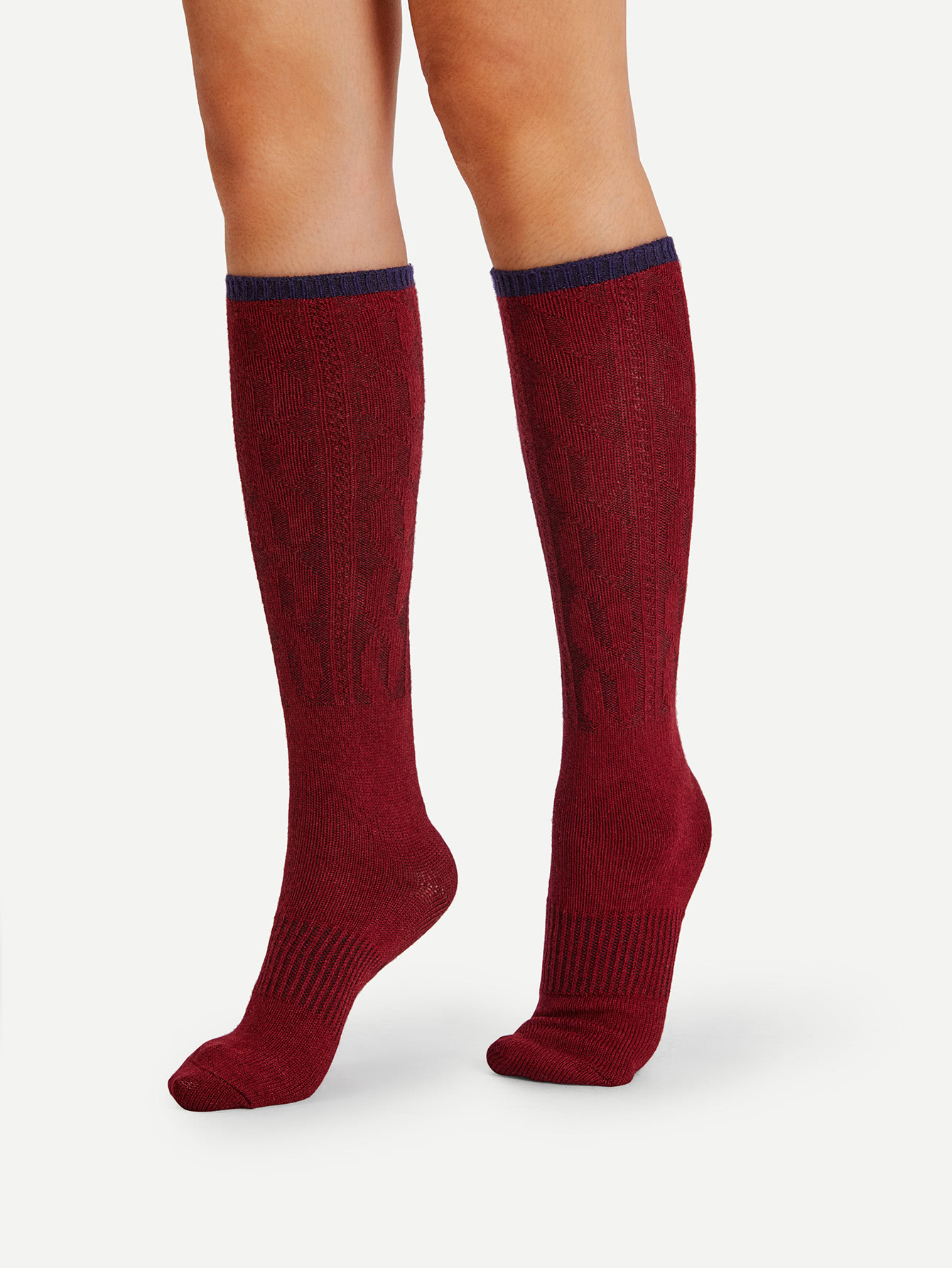 Cotton Ribbed Calf Length Socks SheIn(Sheinside)