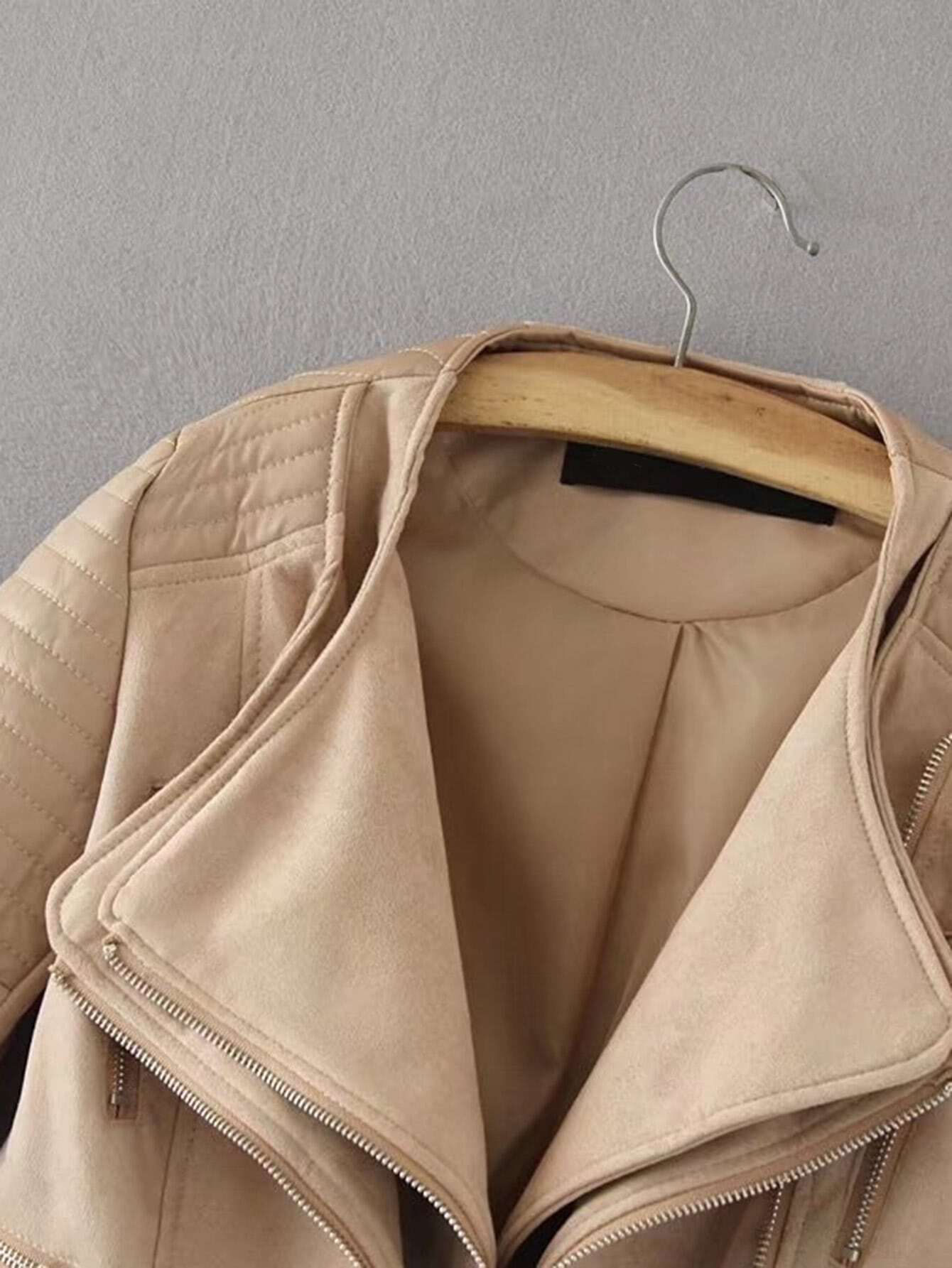 Zipper Detail Quilted PU Jacket SheIn(Sheinside)