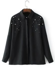 Faux Pearl Embellished Blouse
