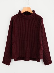 Ladder Slit Side Step Hem Sweater