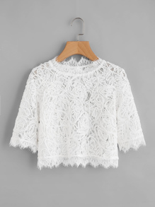 Hollow Out Eyelash Lace Crop Top