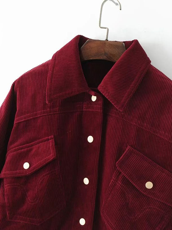 Flap Pocket Corduroy Western Jacket SheIn(Sheinside)