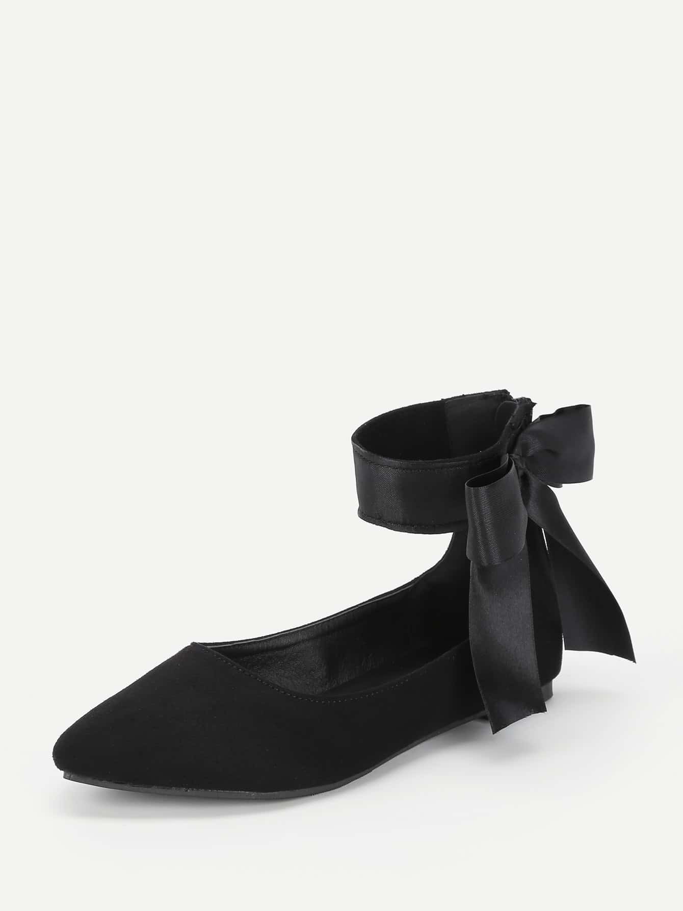 Bow Tie Decorated Pointed Toe Flats SheIn(Sheinside)