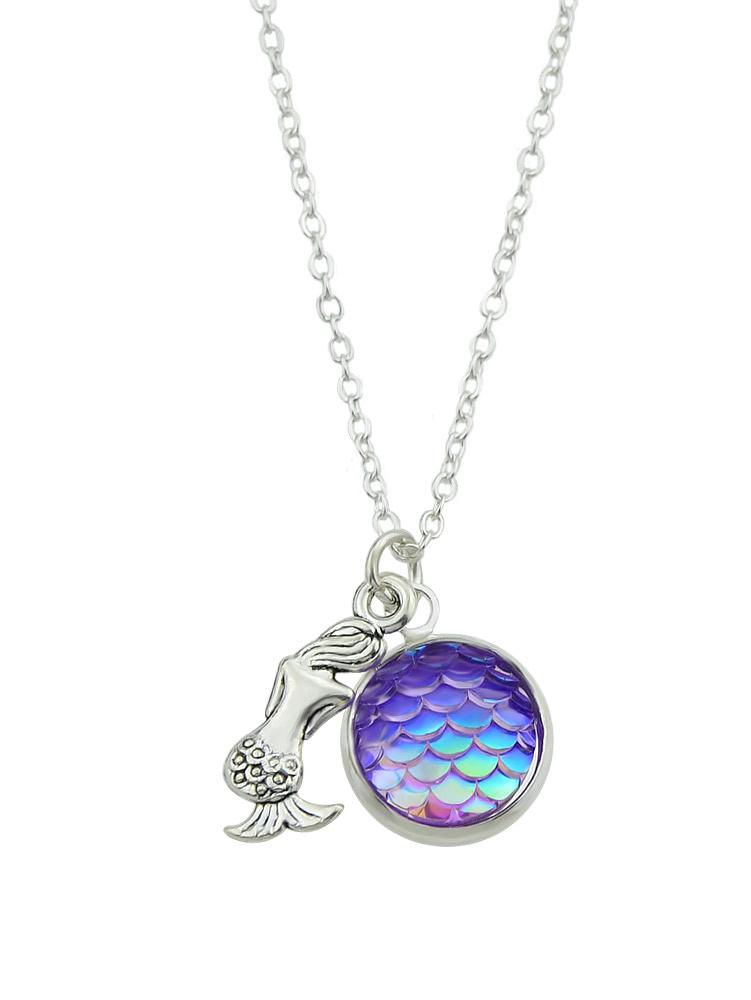 Purple Color Cute Simple Colorful Multicolored Fish Necklace
