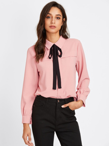 Bow Tie Neckline Shirt