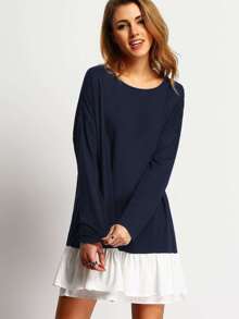 Contrast Flounce Hem Dress