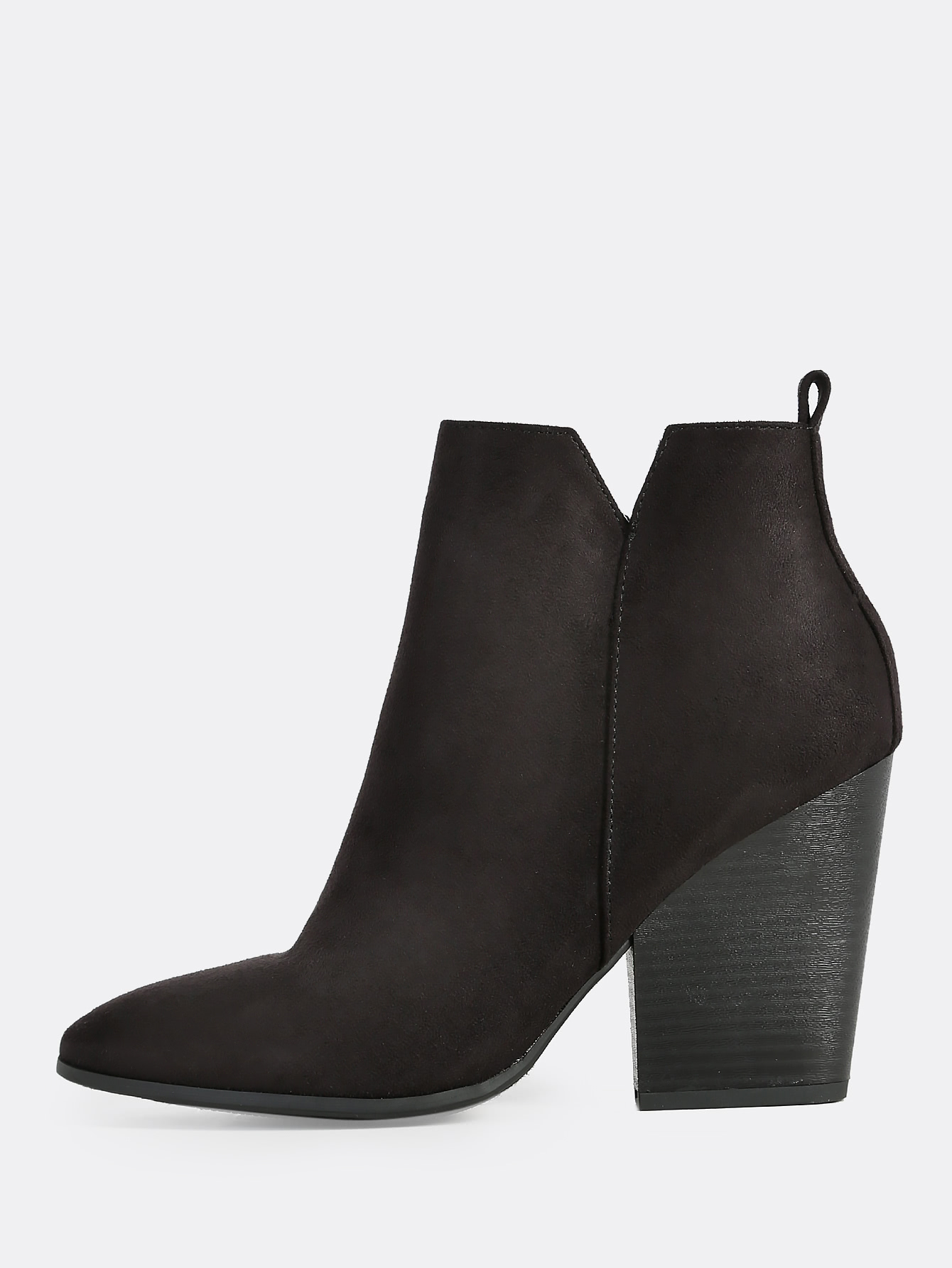 Wood Heel Boots BLACK SheIn(Sheinside)