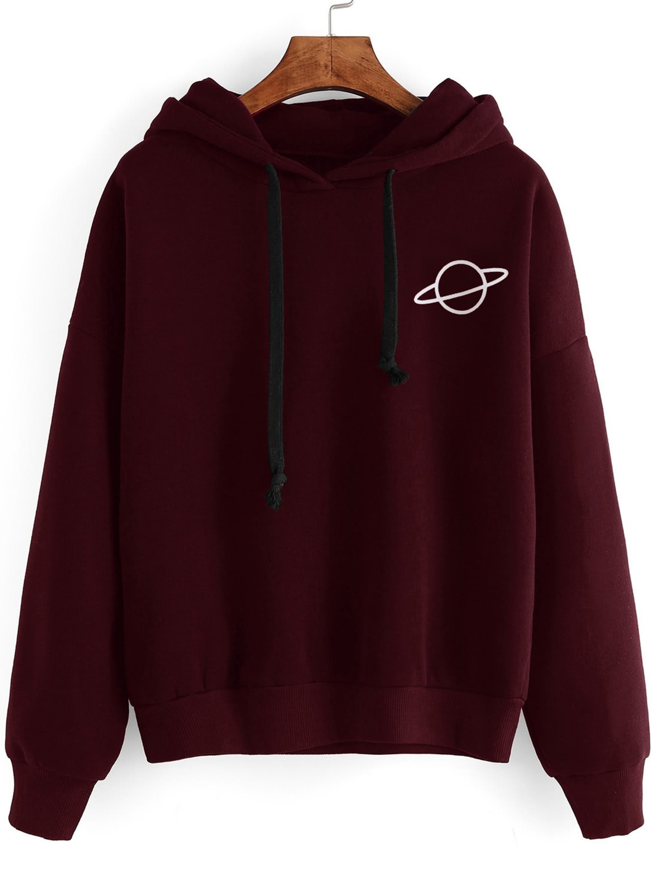 Print Drop Shoulder Hoodie SheIn(Sheinside)