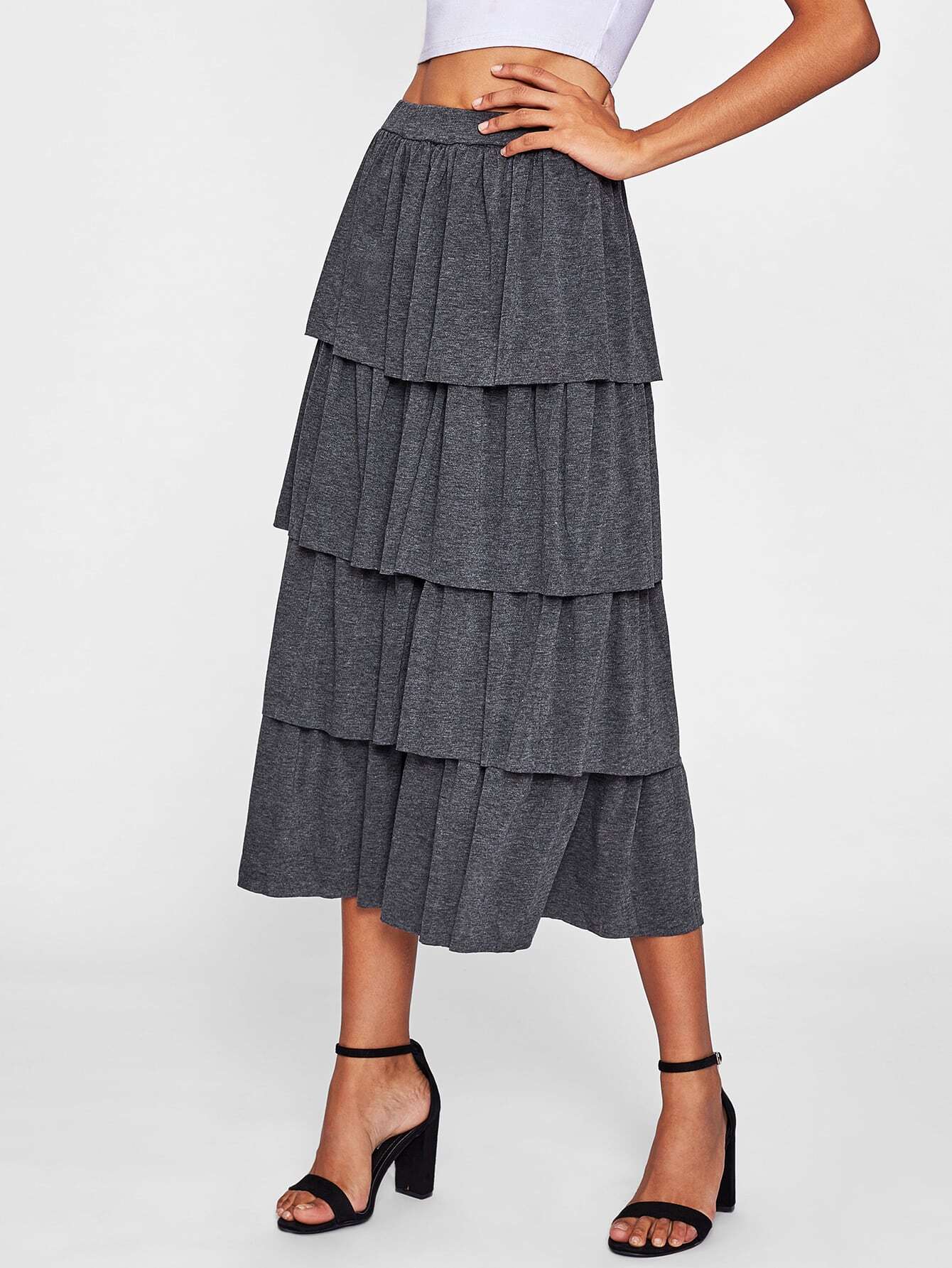 layered flounce skirt shein sheinside layered flounce skirt shein sheinside