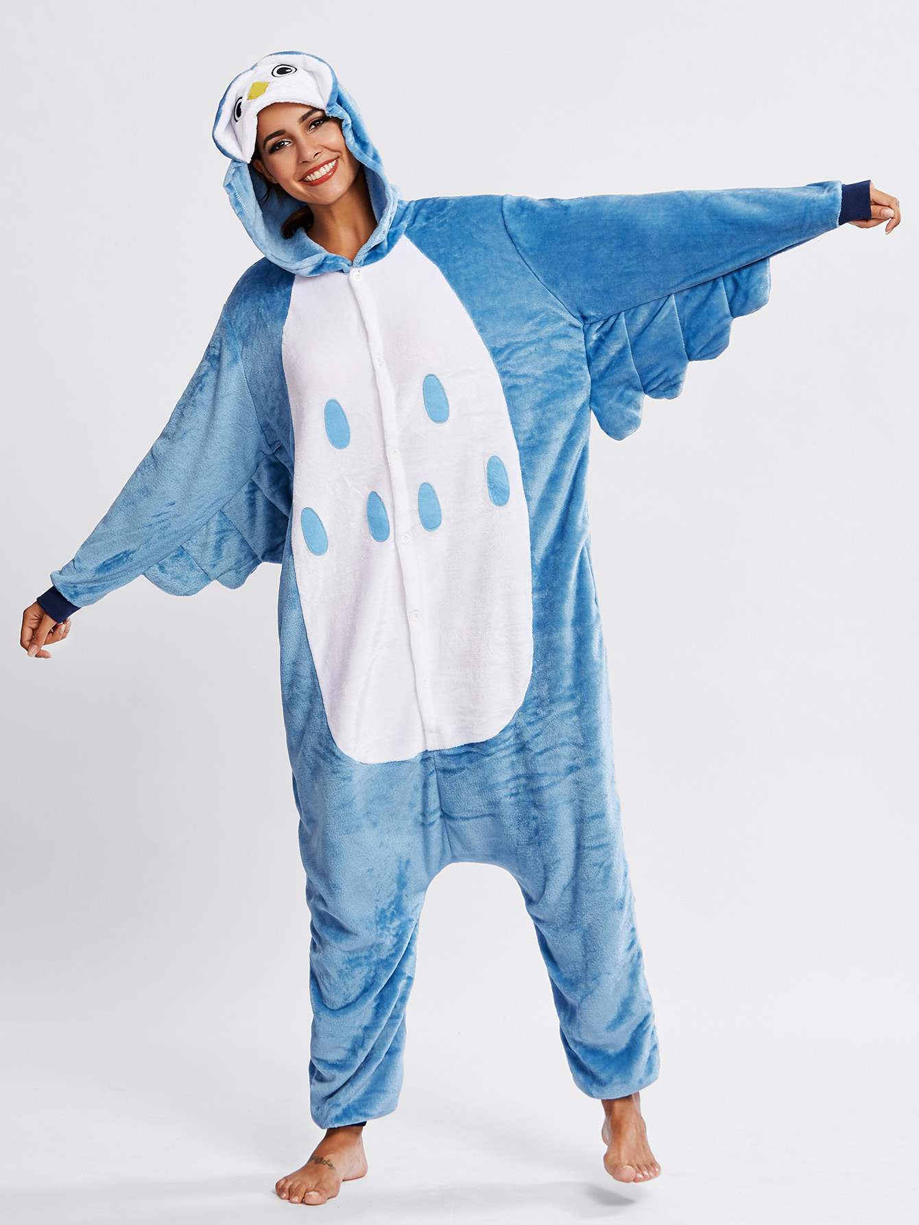 Zip Detail Owl Onesie EmmaClothWomen Fast Fashion Online