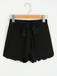 Tie Waist Scallop Edge Shorts