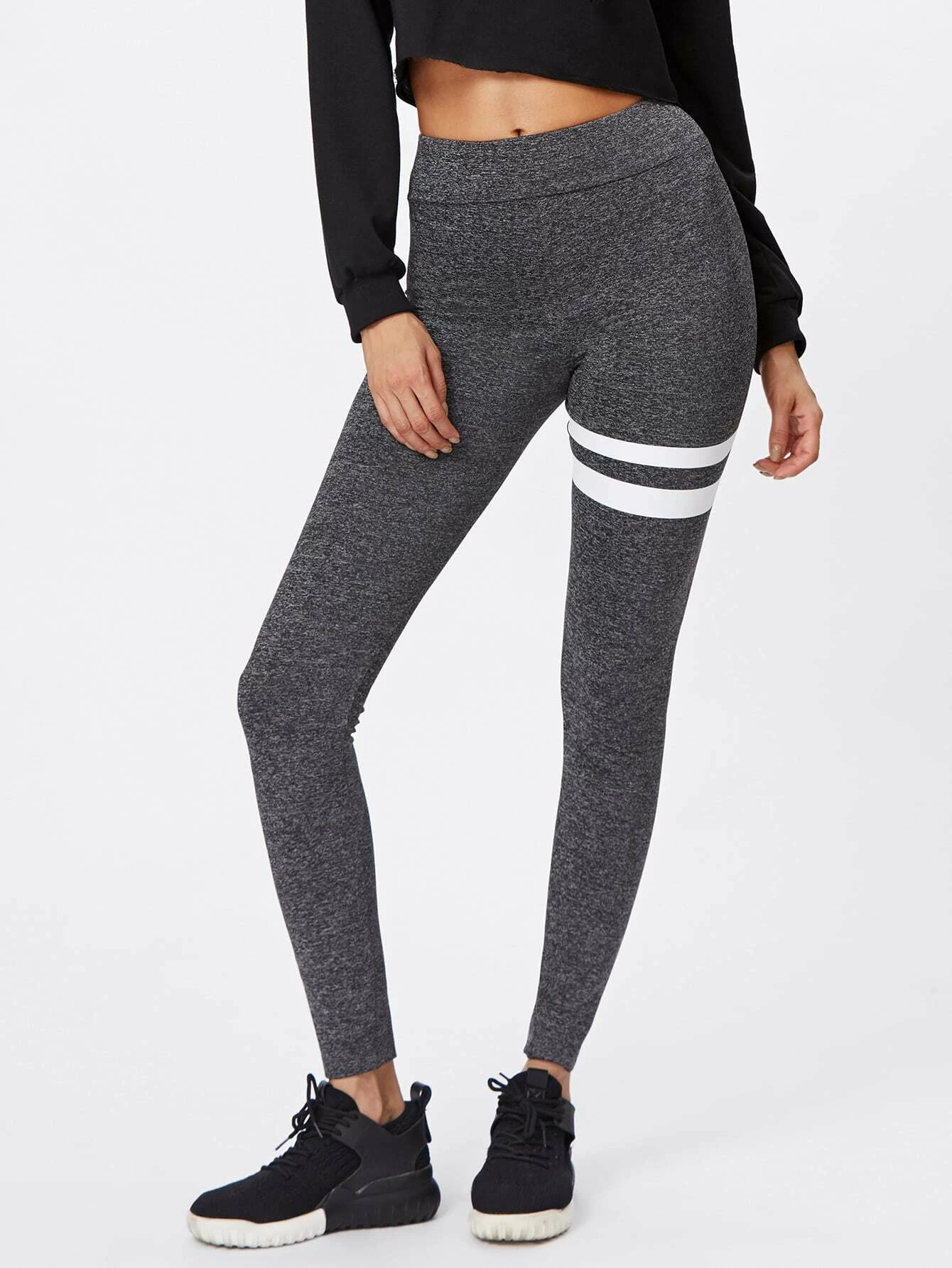 niceline Olahraga Striped Hitam Legging webp