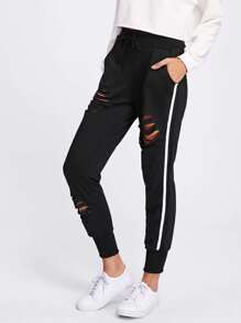 Ladder Cut Out Side Panel Sweatpants