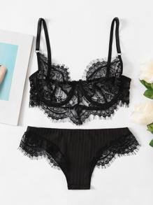 Eyelash Lace Lingerie Set