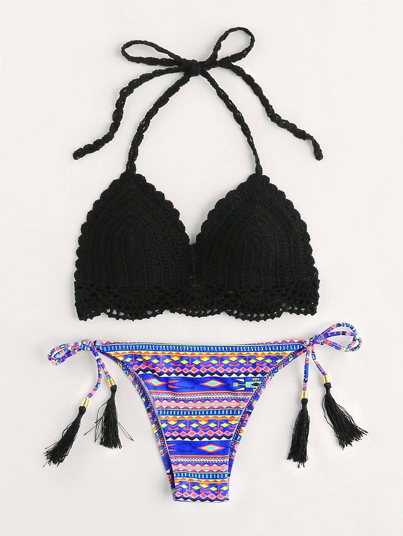 Mix And Match Crochet Bikini Set SheIn(Sheinside)
