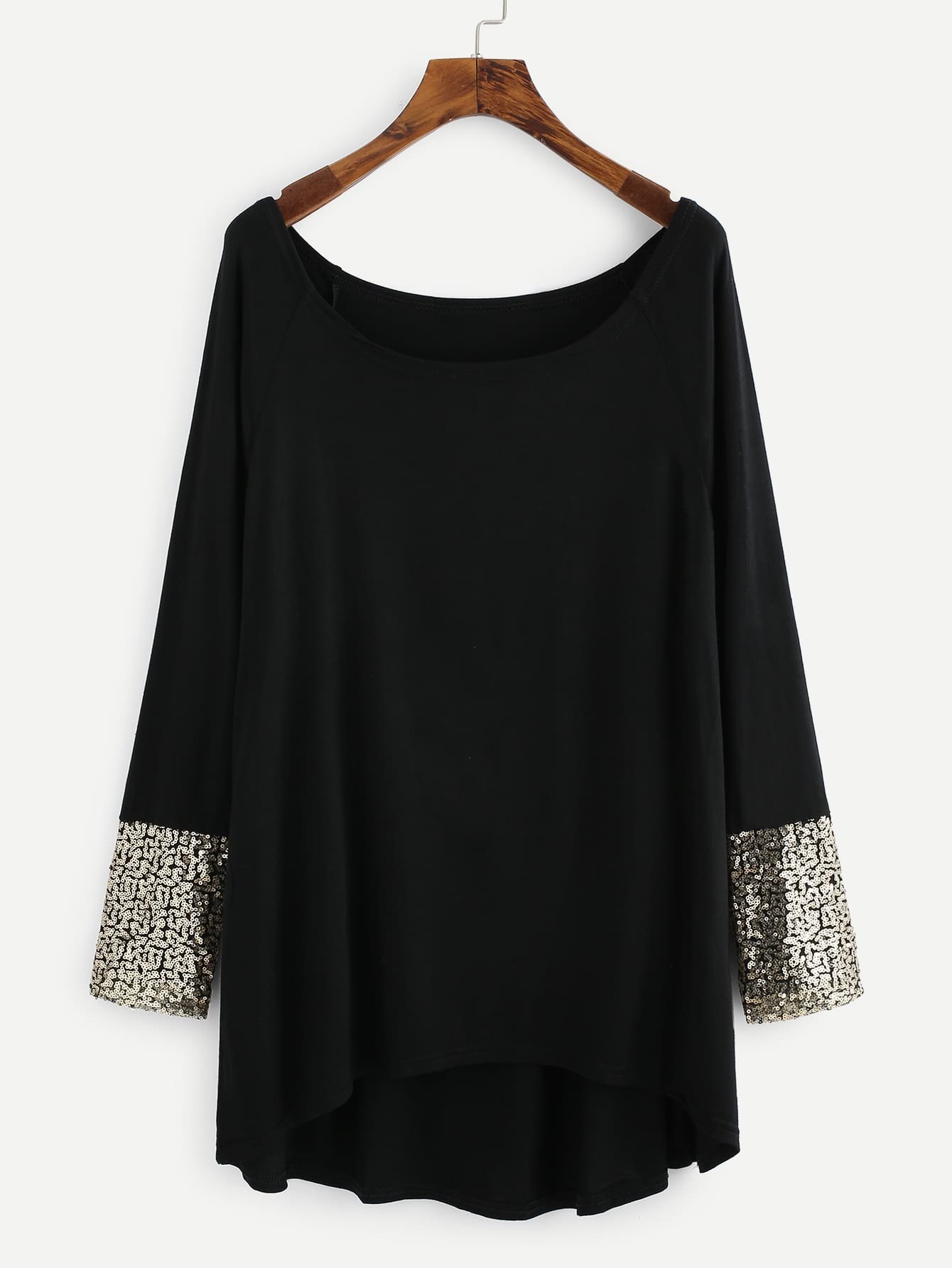Модный асимметричный джемпер с блестками
