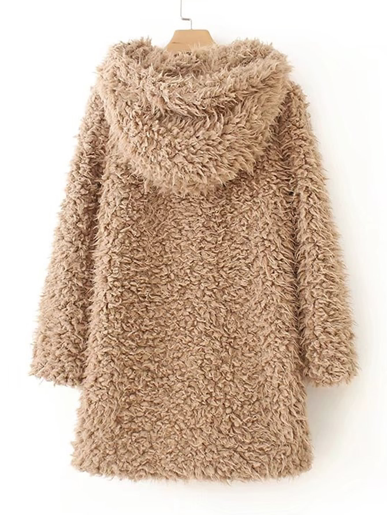 Faux Fur Hooded Coat SheIn(Sheinside)