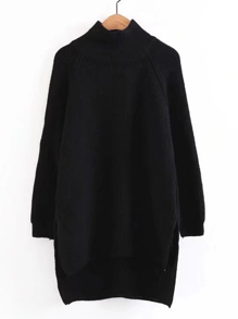 High Low Hem Longline Raglan Sweater