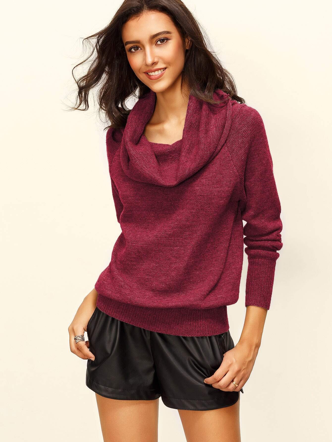 Raglan Sleeve Two Way Sweater SheIn(Sheinside)