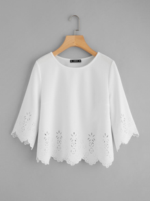 Scallop Laser Cut Textured Top