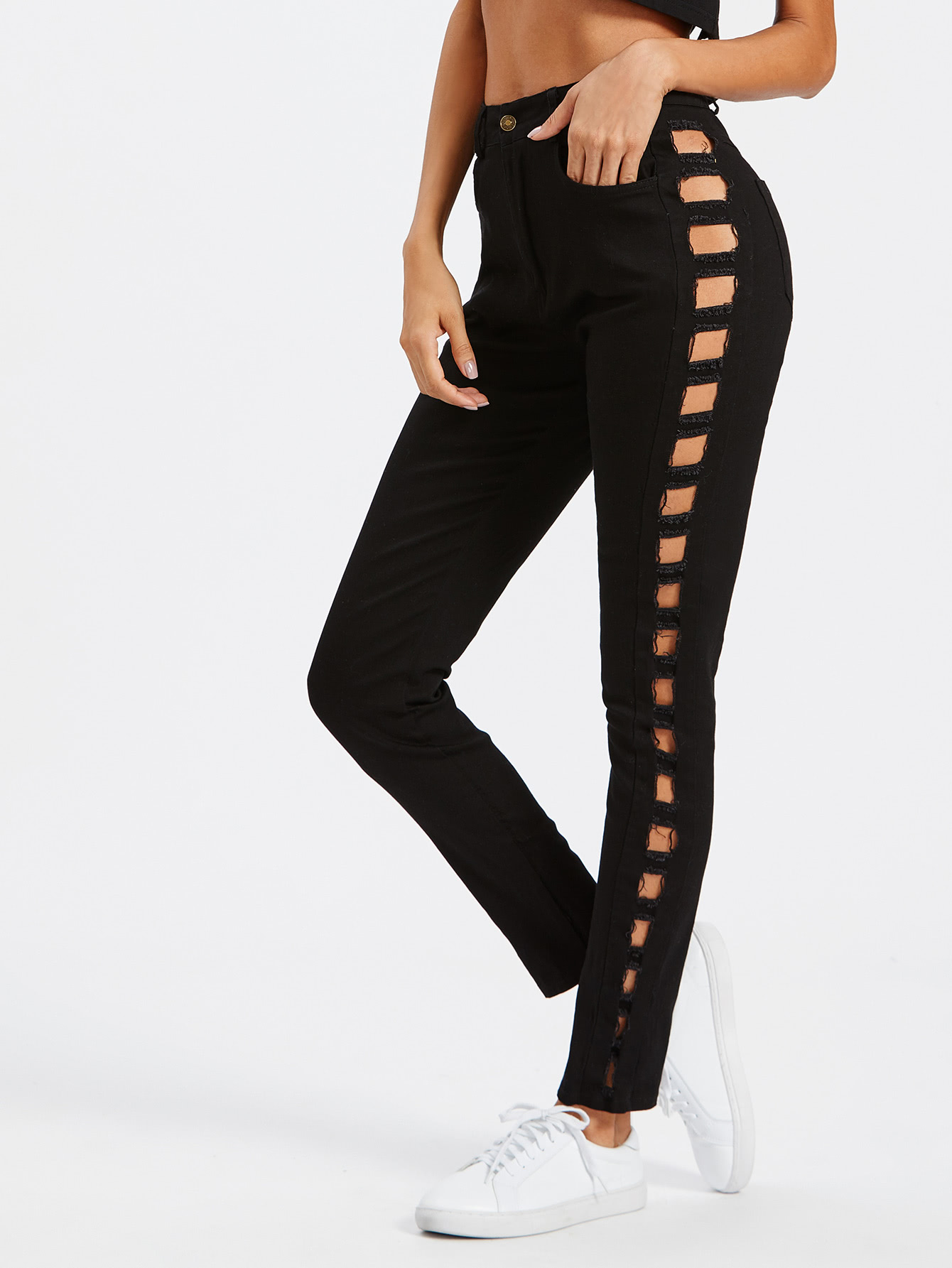 Ladder Cut Side Pants SheIn(Sheinside)