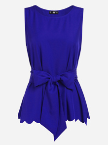 Scallop Hem Self Belted Shell Top